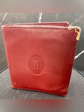 Cartier Vintage Must be Cartier Burgundy Leather Bifold Wallet w/GHW-Pre-Loved